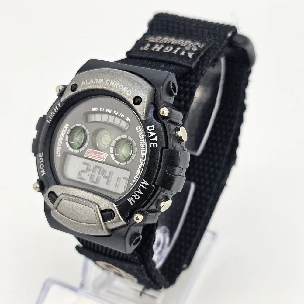 Coleman Digital Sports Watch Men's‎ 44MM Black Nylon Strap New Battery